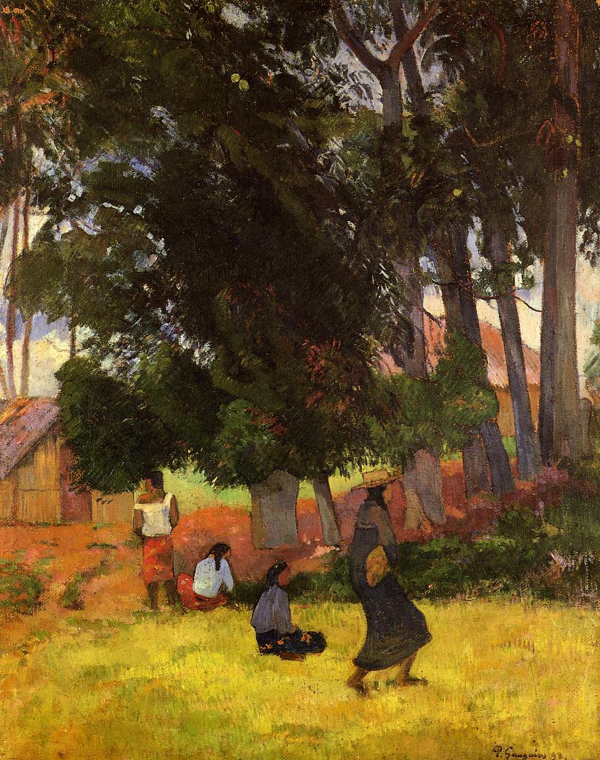 Tahitian Village - Paul Gauguin Painting